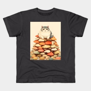 Feline Forest Fungi: Whimsical Adventures of Cats and Mushrooms Kids T-Shirt